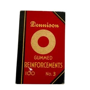 Vintage Dennison Gummed Reinforcements No.3 100 Count Paper Hole Repair